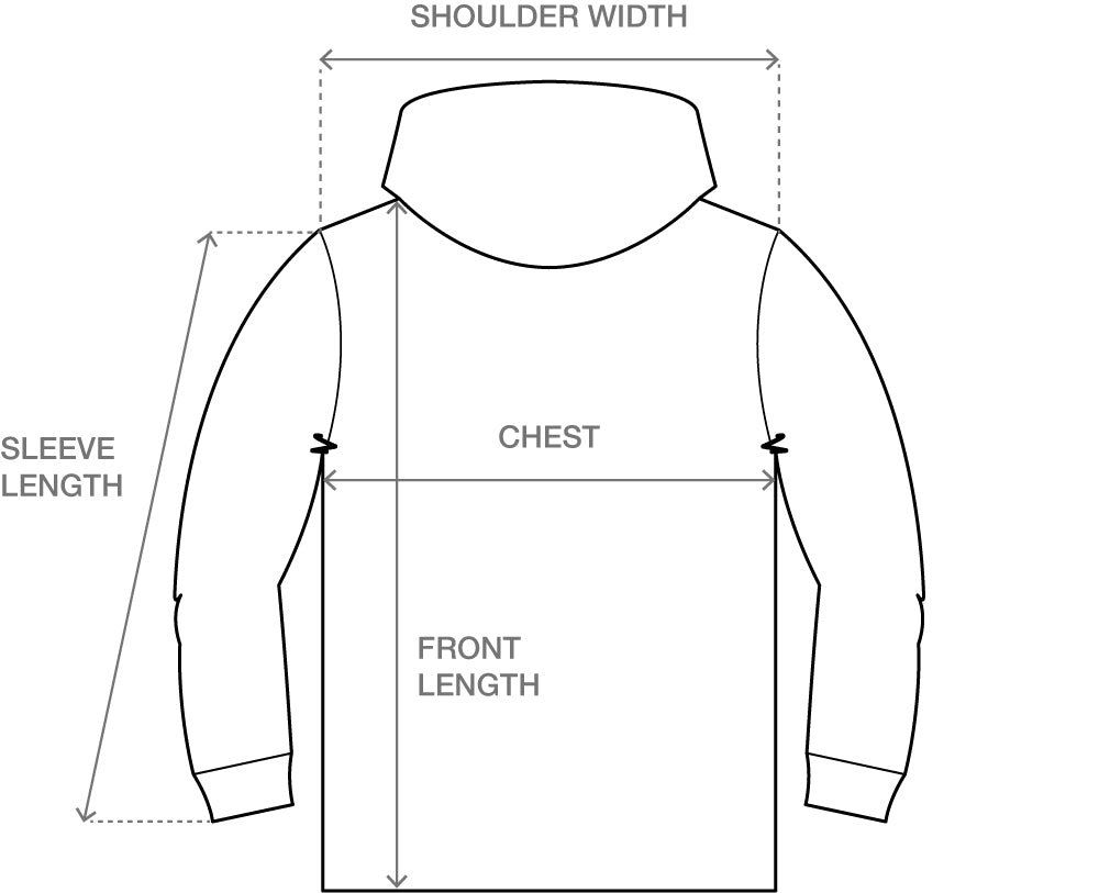 MOTIF PRINT HOODIE size chart