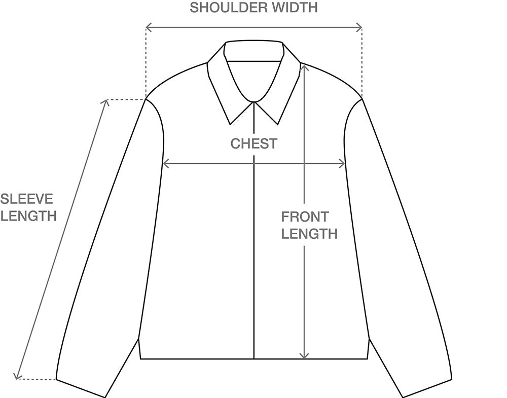 LIGHTWEIGHT HOODED JACKET size chart